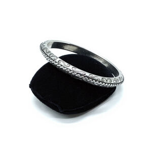 Brighton Silver & Black Scrollwork Bangle Bracelet 2124